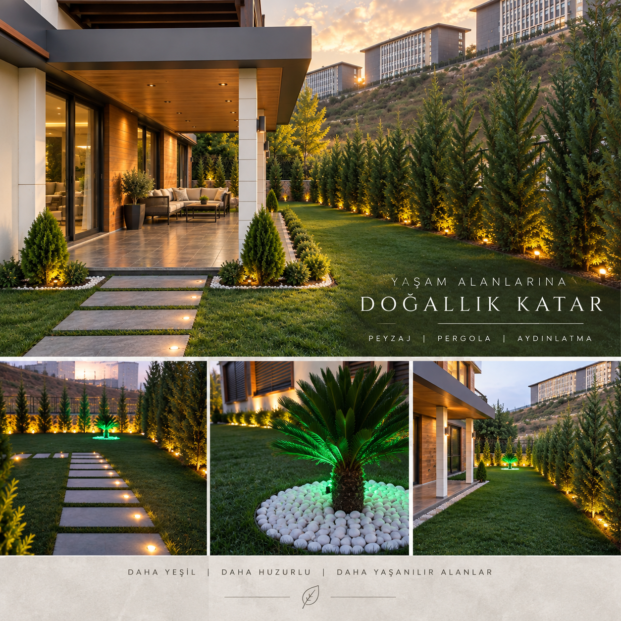 Bahçeşehir Konakları villa peyzaj, pergola ve bahçe düzenleme uygulaması